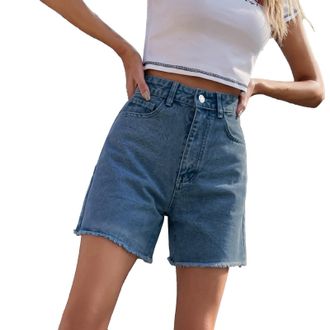 Generic Ladies Denim Shorts Stretchy - High Waisted Denim Shorts for Women UK - Summershorts Holidayshorts Ladiesshorts Size 16 Knee Length Summer Causalshort