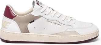 Crime London White-Bordeaux Leather Low Sneakers