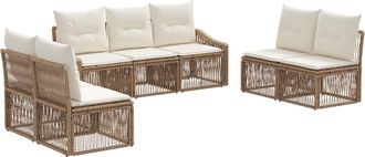 vidaXL Conjunto De Sof&aacute;s De Jard&iacute;n 7 Uds. Beige Rat&aacute;n Sint&eacute;tico Vidaxl