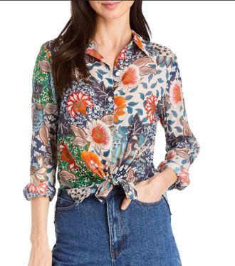 Drew Natalee Print Blouse In Tangerine