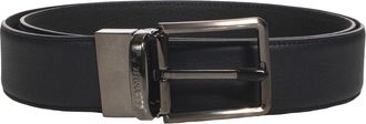 Ermenegildo Zegna Omkeerbare leren riem met stalen gesp - Heren - Riemen - Zwart - 105 CM - Leer - Accessoires