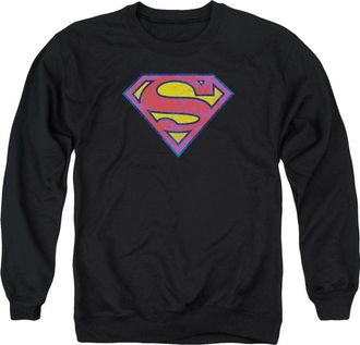 Gildan Superman Neon Distress Logo Adult Crewneck Sweatshirt