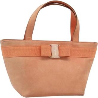 Ferragamo Pre-owned Hand Bag - Dames - Vintage Handtas - Oranje - ONE Size - Su&egrave;de - Vintage