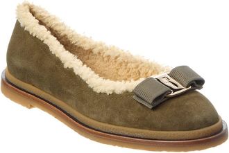 Ferragamo Ferragamo Varina Suede & Wool Ballet Flat