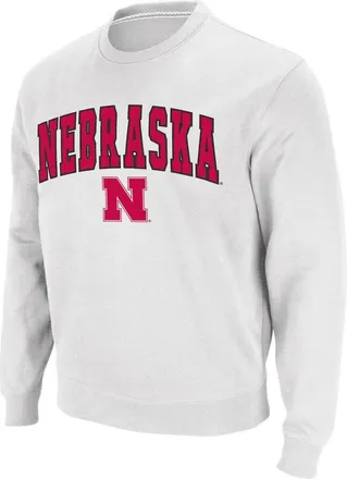 Colosseum Mens Colosseum White Nebraska Huskers Arch & Logo Crew Neck Sweatshirt at Nordstrom, Size Medium