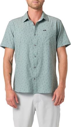 O'Neill UPF Slub Standard Short Sleeve Performance Button-Up Shirt in Sage at Nordstrom, Size Xx-Large