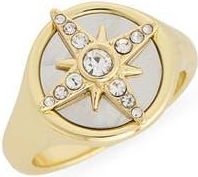 Covet North Star Cubic Zirconia Signet Ring in Clear/Two Tone at Nordstrom Rack, Size 6