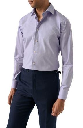 Eton Slim Fit Microcheck Shirt in Medium Purple at Nordstrom Rack, Size 15.5
