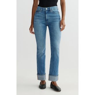 DL1961 Halle Straight High Waist Instasculpt Cuff Jeans in Spring Creek Cuffed at Nordstrom, Size 25