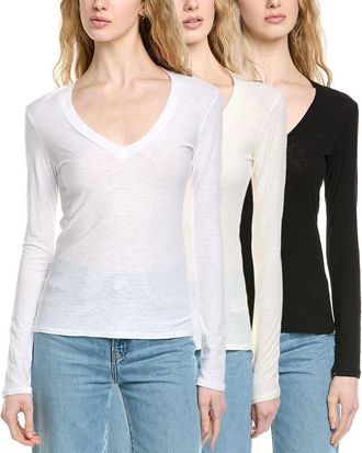 James Perse 3Pk Relaxed V-Neck T-Shirt