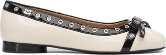Ganni Womens Eyelets Bow Ballerina Naplack - Cream - Size EU 38