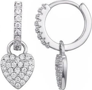 Adornia Cubic Zirconia Heart Drop Huggie Hoop Earrings in Silver at Nordstrom Rack