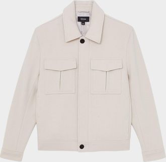 Reiss Mens Wool-Blend Twin Pocket Full-Zip Jacket
