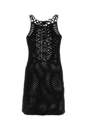 Chlo&eacute; Womens Black Crochet Mini Dress Exterior: Wool Abiti