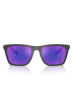 Prada 56mm Pillow Sunglasses in Rubbered Grey /Blue Violet at Nordstrom