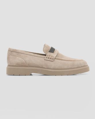 Brunello Cucinelli Suede Monili Casual Loafers