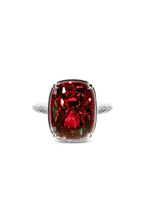 Sterling Forever Elongated Cushion-Cut Cubic Zirconia Cocktail Ring in Silver/Garnet at Nordstrom, Size 10