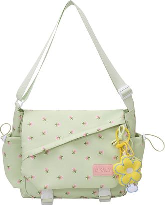 Generic Kexpery Nylon Floral Womens Shoulder Handbag Versatile Messenger Bag for Work Shopping Travel with Adjustable Shoulder Strap