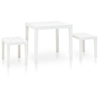 vidaXL Tavolo da Giardino con 2 Panche in Plastica Bianco - Vidaxl