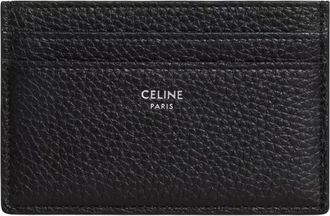 Celine Celine, Accessoires, Heren, Zwart, ONE Size, Leer, Kaarthouder van Gekorreld Kalfsleer