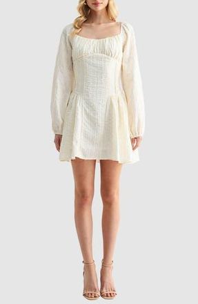 Lush Long sleeve Flared Minidress in Cream at Nordstrom Rack, Size X-Small