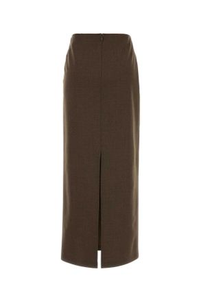 Jil Sander Womens Brown Stretch Wool Blend Skirt 601 Gonne