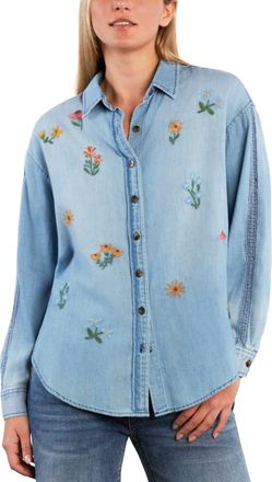 BILLY T Wild Blossom Embroidered Shirt in Pure Denim at Nordstrom, Size X-Large