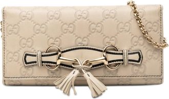 Gucci Beige Leather Chain/Shoulder Wallet (Pre-Owned)