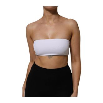 Dolce & Gabbana Sleeveless Tops, female, White, XS, White Bandeau Strapless Tube Top