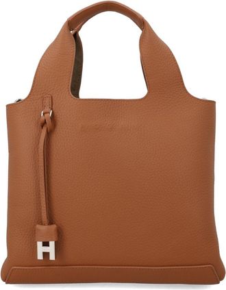 Hogan Neutrals Structured Textured Leather Tote Bag