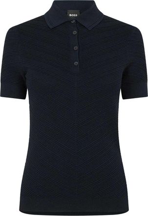 HUGO BOSS Fointa Chevron poloshirt met korte mouwen voor dames (Donkerblauw)