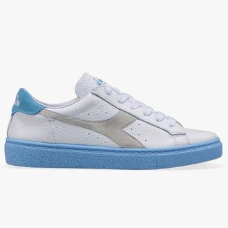 Diadora Montecarlo H Color Blck ITA Womens White Trainers - Blue Leather - Size UK 4.5
