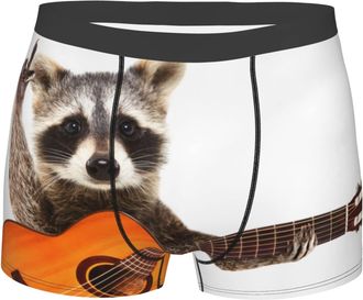 AOOEDM Funny Raccoon with Guitar Novelty Boxers Mens Funny Boxer Briefs Underwear Gifts for Men