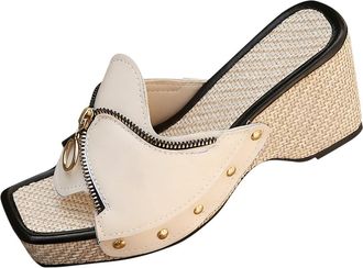 Generic Womens Wedge Sandals Casual Open Toe Summer Sandals Large Size Fashionable Versatile Breathable Comfortable Slip On Heeled Sandal Summer Beach