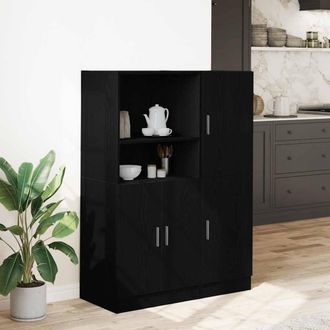Berkfield Home Durable 2 Piece Kitchen Cabinet Set Black Engineered Wood