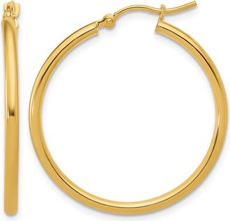Diamond2Deal 10K Yellow Gold Round Hinged Hoop Earrings