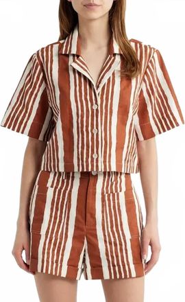 Cleobella Mizuki Short Sleeve Blouse In Vecchio Stripe