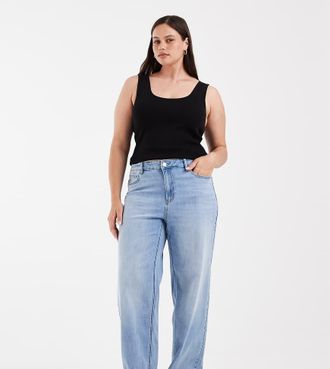 Vero Moda Curve Olivia - Jeans a fondo ampio azzurri-Blu