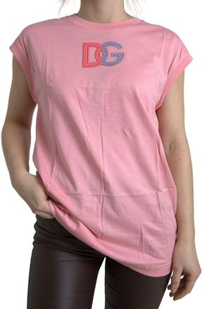 Dolce & Gabbana Womens Cotton Tshirt Tsh83149 - Light Pink - Size EU 40 (Womens)