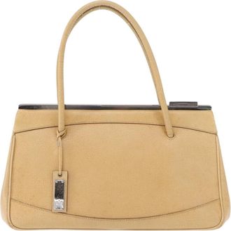 Gucci Vintage Handbag Leather Beige Leather Handbag (Pre-Owned)