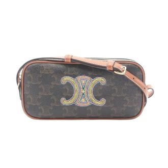 Celine Pre-owned Cross Body Bags, female, Brown, Size: ONE SIZE Pre-owned Mini Camera Cuir Triomphe Embroidery PVC Coated Canvas Leather Shoulder Bag