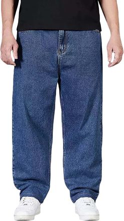Generic Plus Size Baggy Wide Leg Jeans: Straight Jeans For Men U Classic Basic Denim Jeans Classic Fit Jeans Baggy Jeans For Me Hip Hop Jeans Streetwear Relax