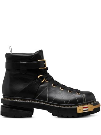 Thom Browne buckle calf leather boots - Black