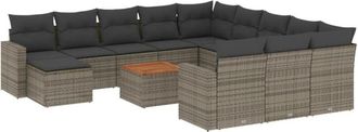 vidaXL Set Sof&aacute;s De Jard&iacute;n Con Cojines 13 Piezas Rat&aacute;n Sint&eacute;tico Gris Vidaxl