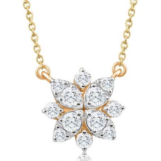 Pompeii3 55Ct TW Diamond Cluster Halo Round Pendant Yellow Gold Necklace Lab Grown