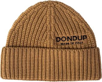 Dondup Beanies, male, Brown, Size: ONE SIZE Ribbed Wool Beanie