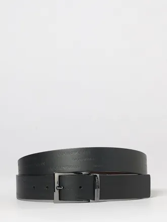Emporio Armani Cintura reversibile in pelle con fibbia e logo tono su tono