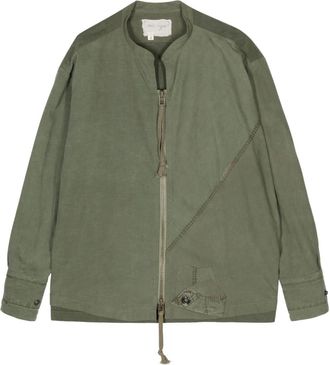 Greg Lauren cotton zip-up jacket - men - Cotton - 4 - Green