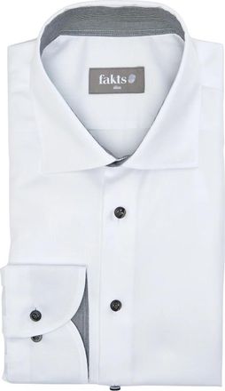 Fakts Modern Fit Busy Overhemd - Heren - Zakelijke Overhemden - Wit - XL - Leer - Overhemden
