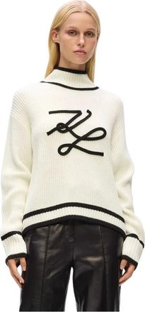 Karl Lagerfeld Autograph Braided Jumper - Dames - Coltruien - Wit - S - Wol - Truien & Vesten